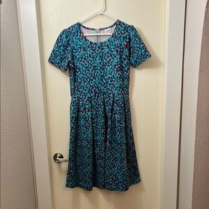 LuLaRoe Vibrant Blue and Red Floral Dress